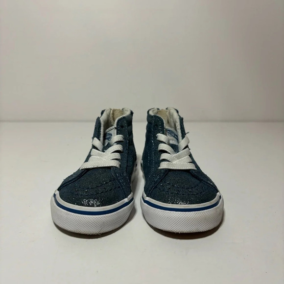 VANS Harry Potter Sk8-Hi Zip Sz 4 Toddler Hogwarts Metallic Blue High Top Shoes - Picture 7 of 9